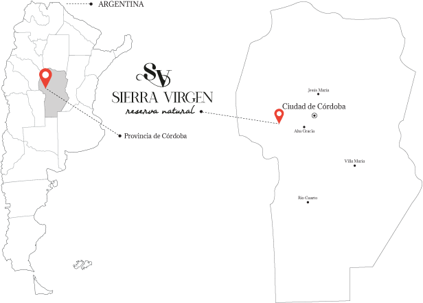 Ubicación Sierra Virgen en Argentina